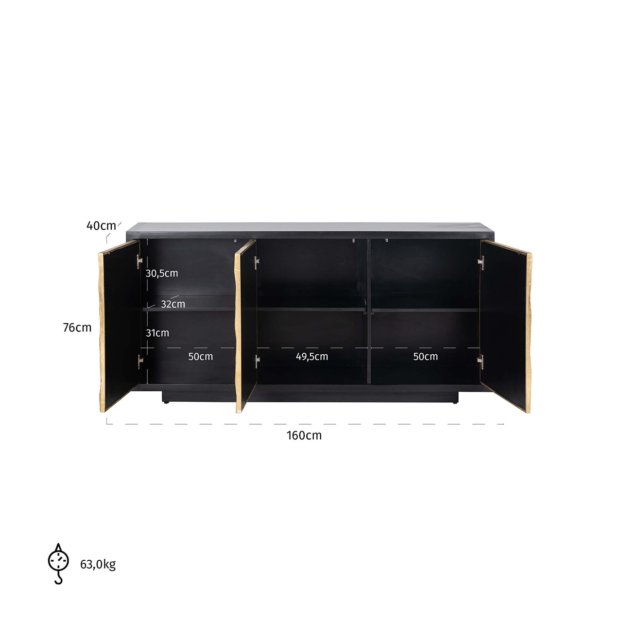 Sideboard Esher 3-doors (Black)