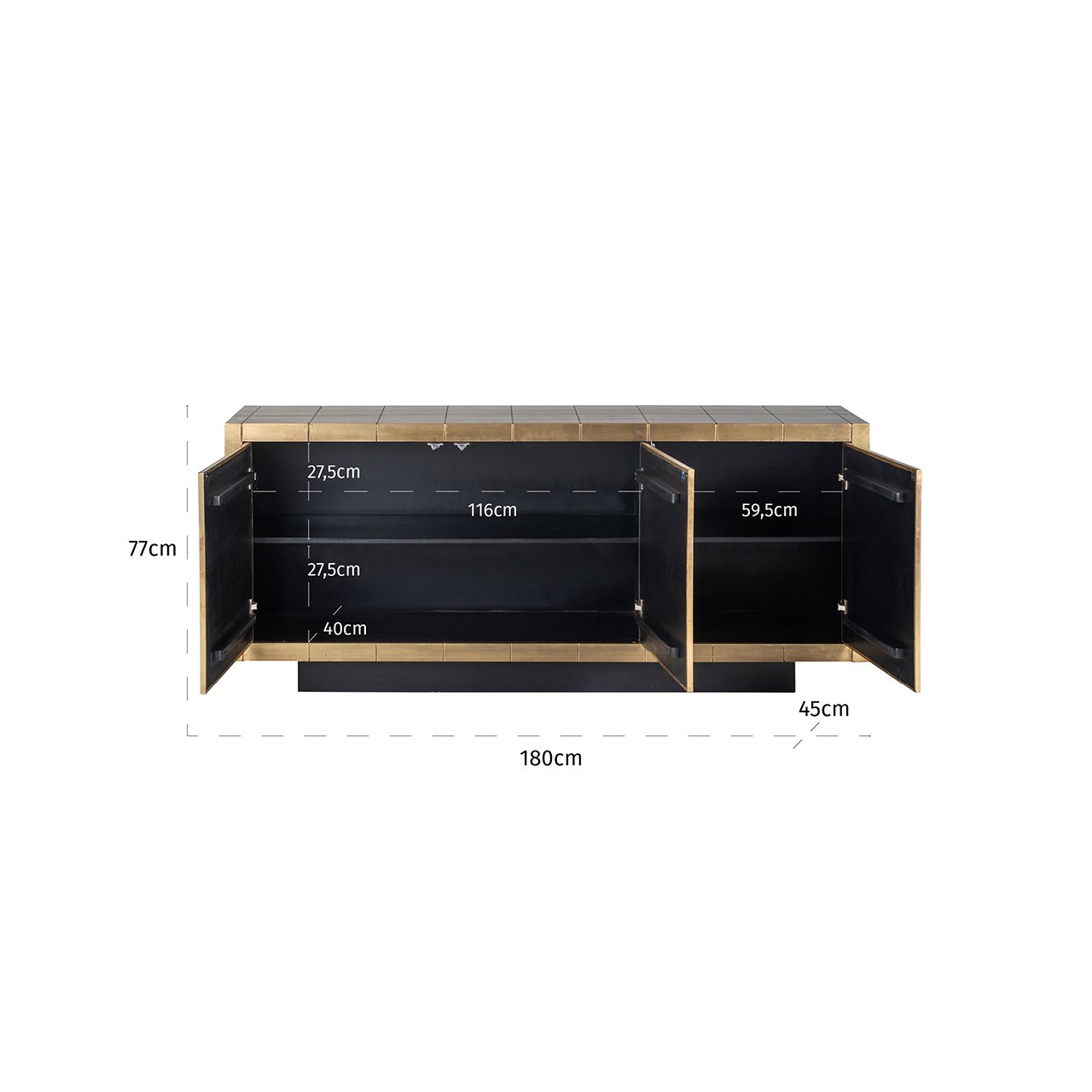 Sideboard Collada 3-doors (Brushed Gold)