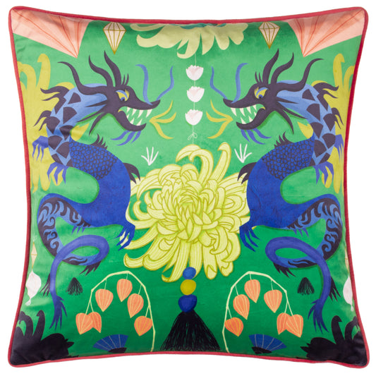 KM DRAGONS 50X50 PIPED FEATHER FILLED CUSHION