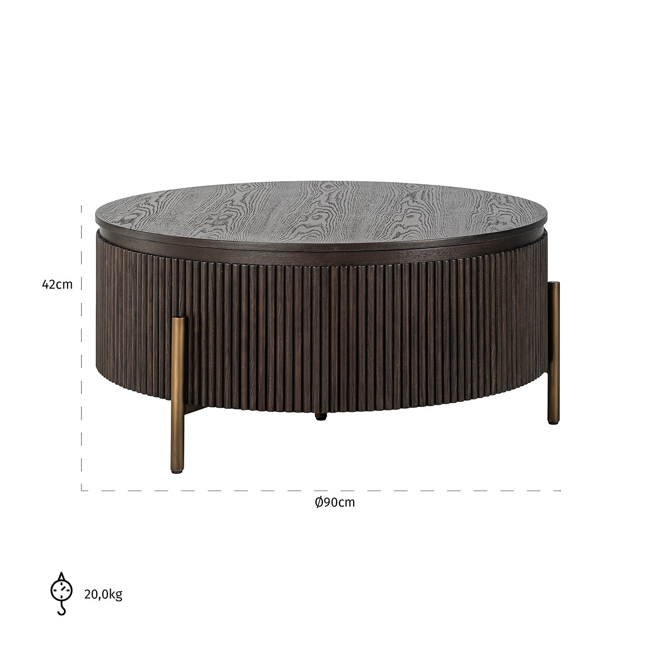 Coffee table Luxor 95Ø (Brown)- Richmond Interiors