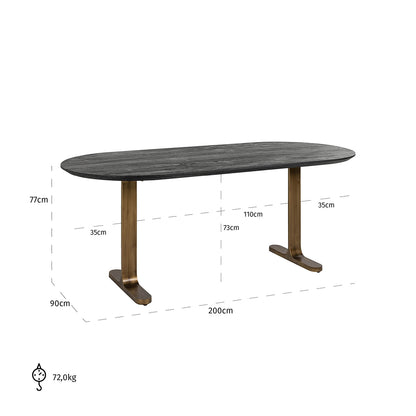 Dining table Revelin 200 (Black/gold)- Richmond Interiors