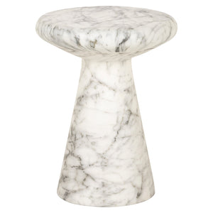 End table Lohan faux white marble (White)
