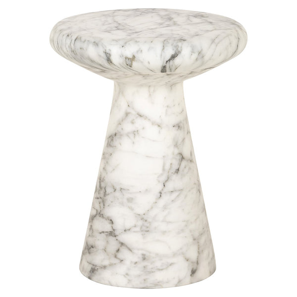 End table Lohan faux white marble (White)