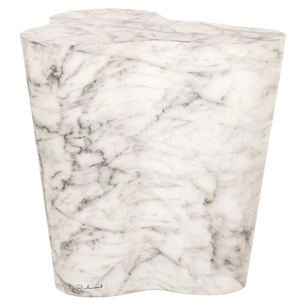End table Rockyard faux white marble (White)