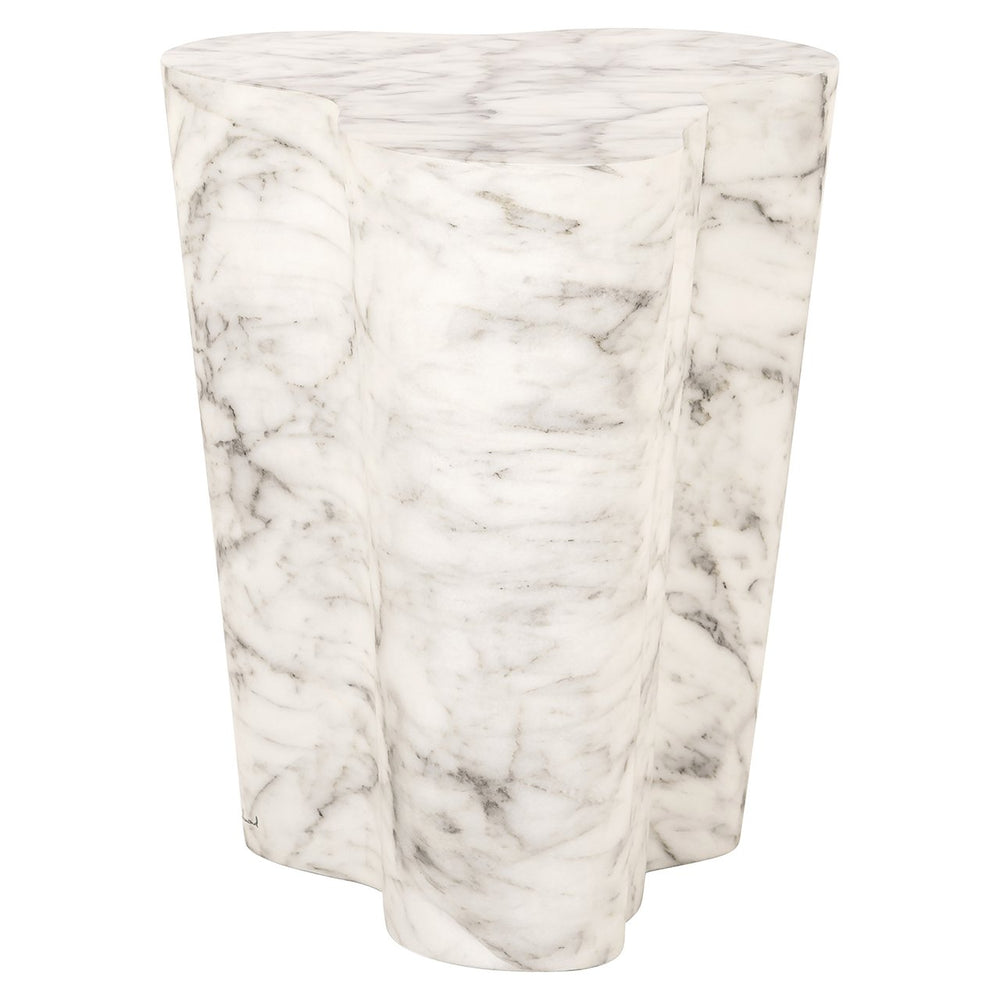 End table Rockyard faux white marble (White)