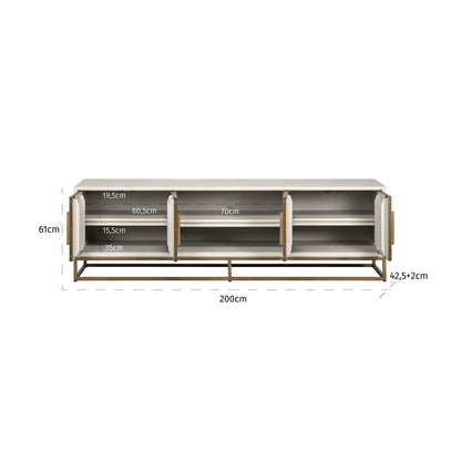 TV cabinet Whitebone brass 4-doors 200 (Verona Grey)