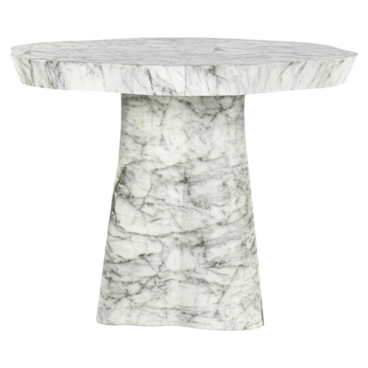 Dining table Rockyard 140Ø faux white marble (White)