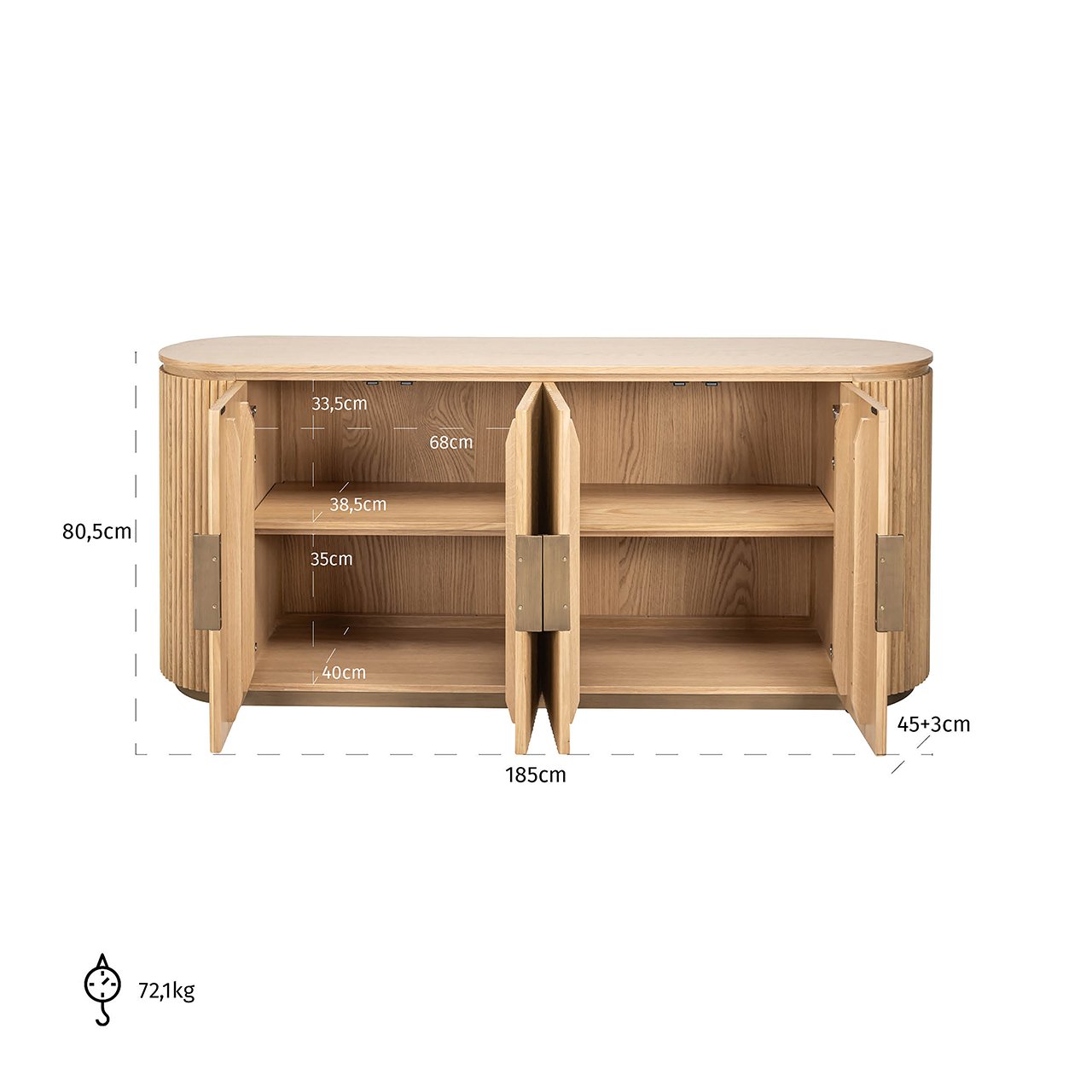 Sideboard Belfort 4-doors (Natural oak)