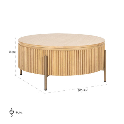 Coffee table Belfort 85Ø (Natural oak)- Richmond Interiors