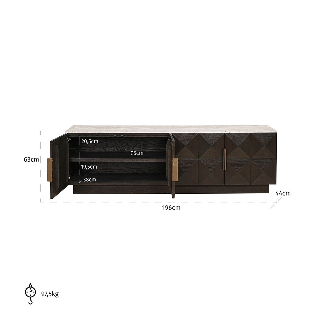 TV cabinet Claremont 4-doors (Brown)