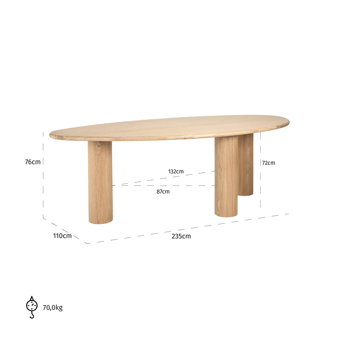 Dining table Oakley 235 (Natural oak)- Richmond Interiors