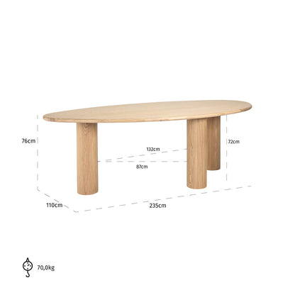 Dining table Oakley 235 (Natural oak)- Richmond Interiors