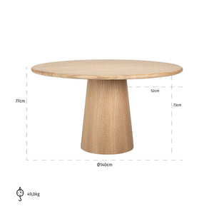 Dining Table Oakley 140Ø (natural Oak) – Richmond Interiors
