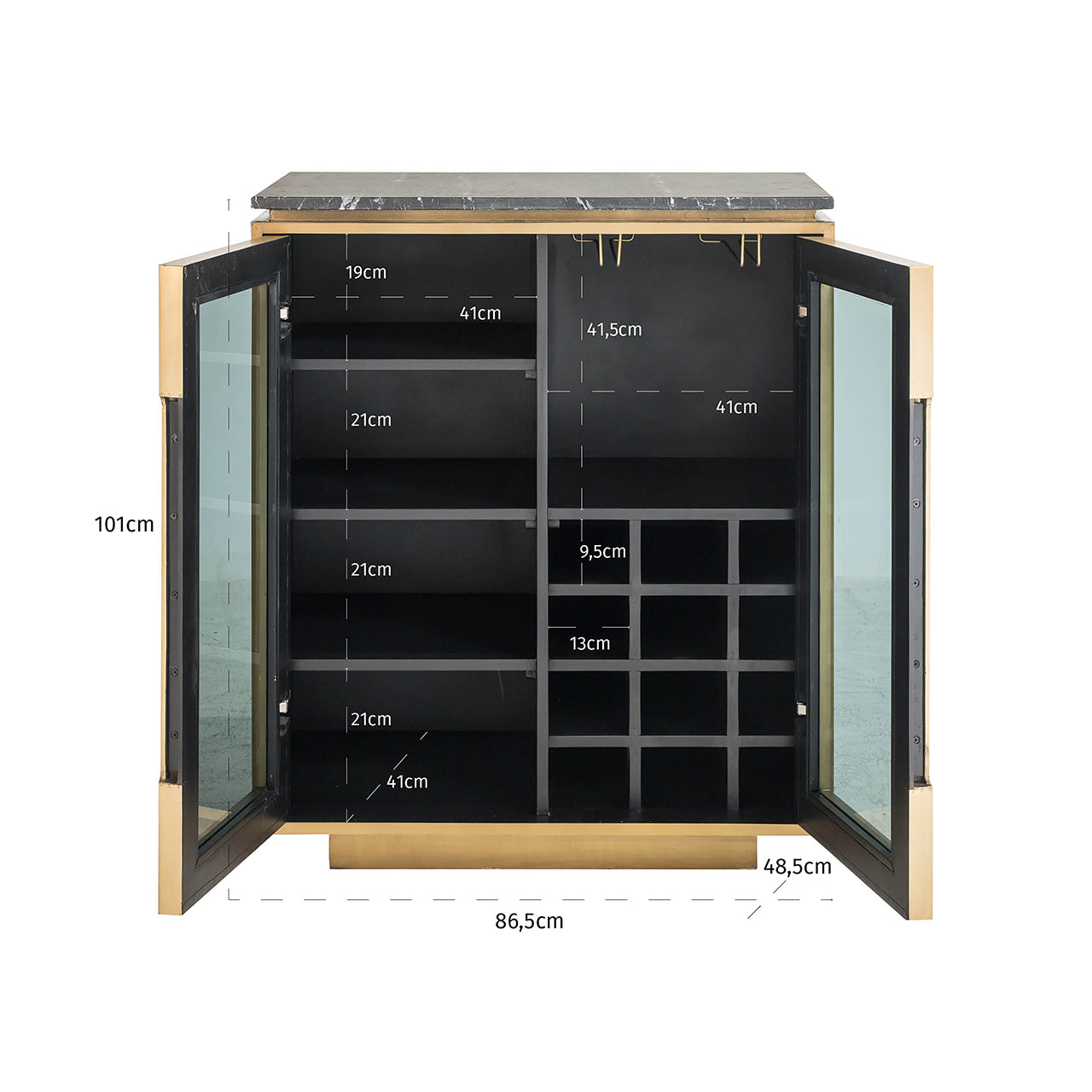 Sideboard Finsbury 2-doors (Black/gold)