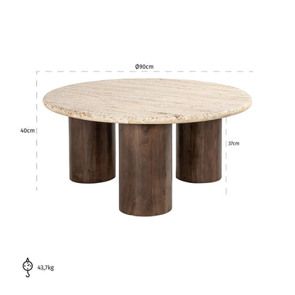 Coffee table Douglas 90Ø (Brown)- Richmond Interiors