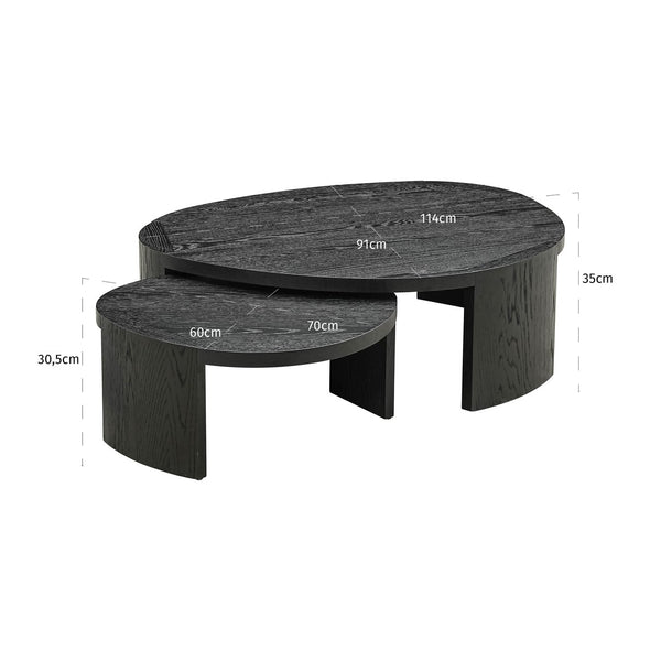 Coffee table Navarino dark coffee (Set of 2)
