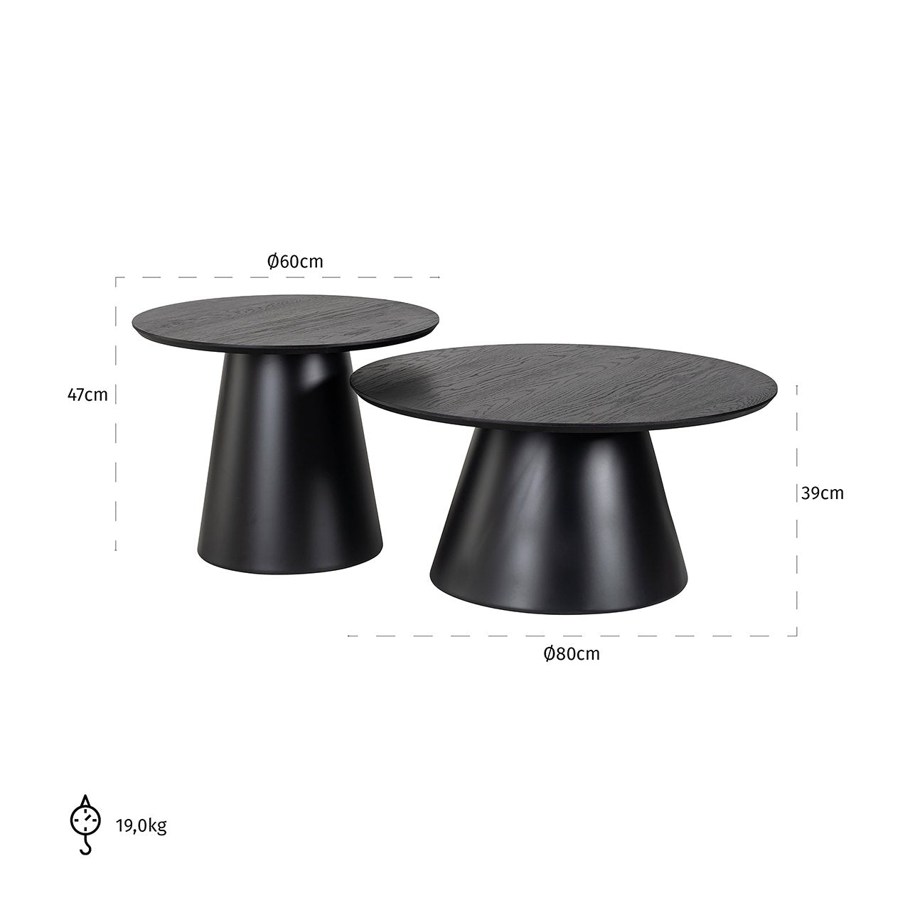 Coffee table Jazz set of 2 (Black)- Richmond Interiors