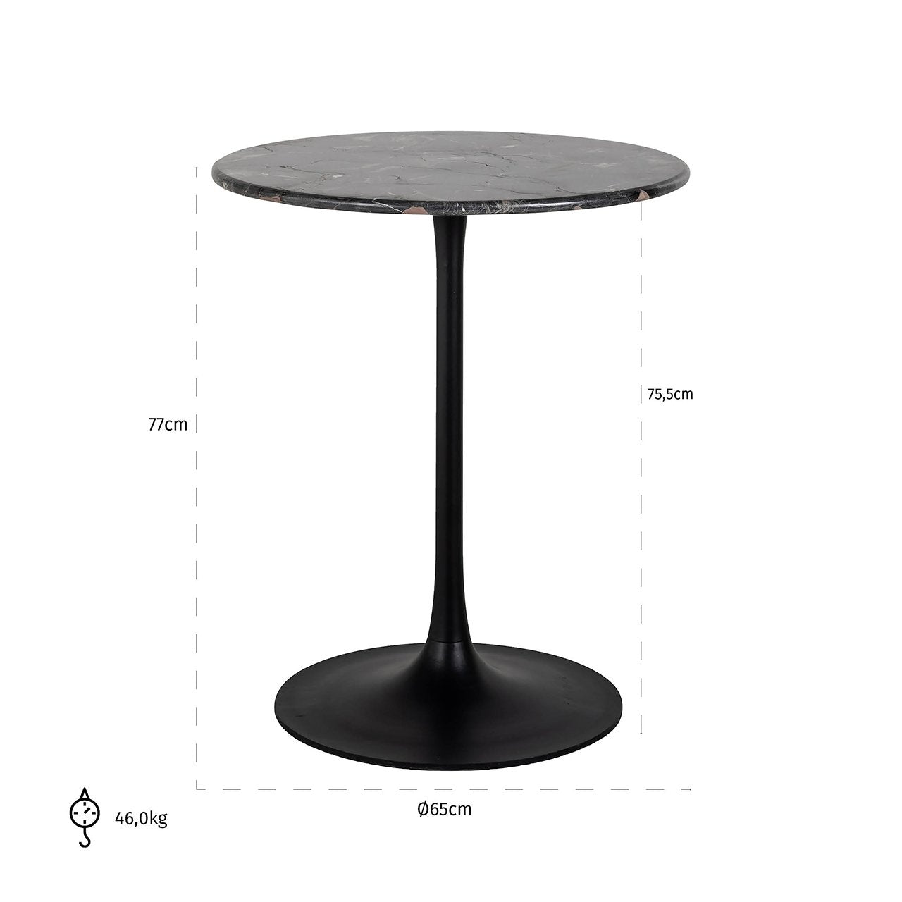 Bistro table Carlten black 65Ø (Black)- Richmond Interiors