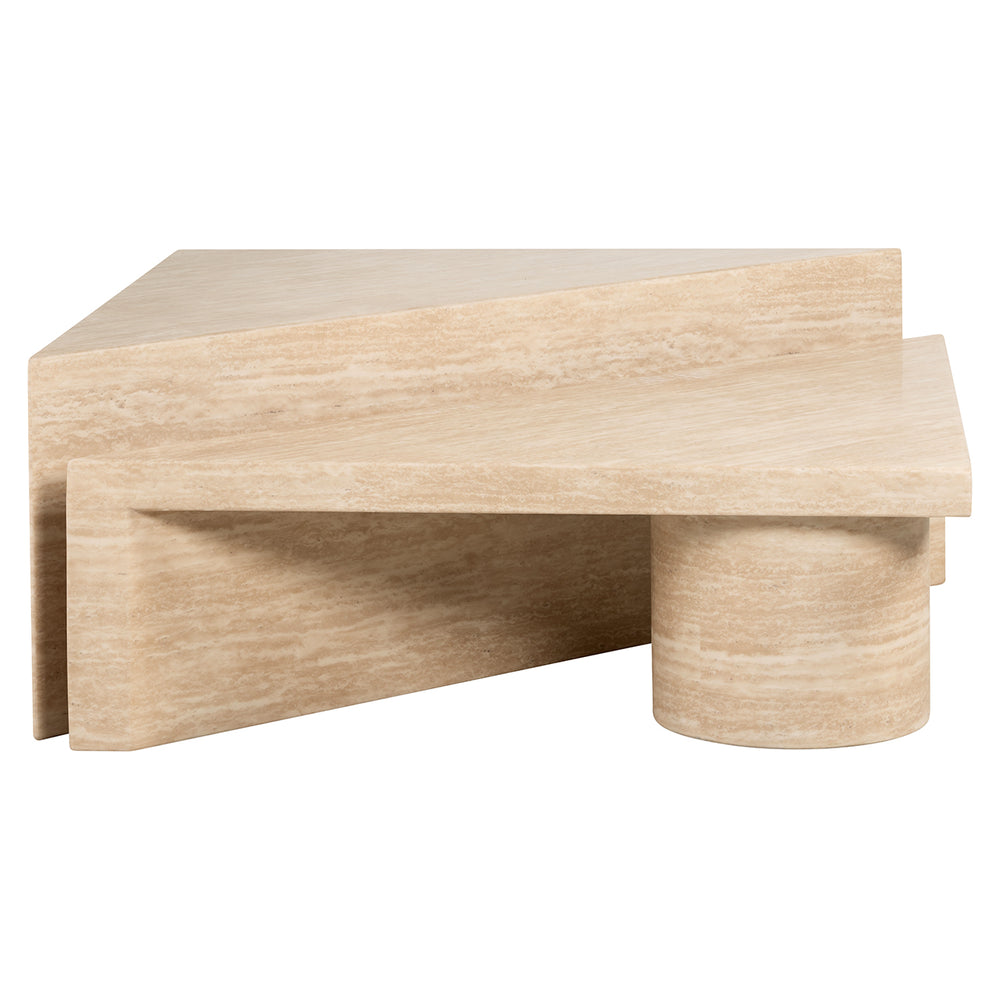 Coffee table Fictus set of 2 faux travertine (Beige)