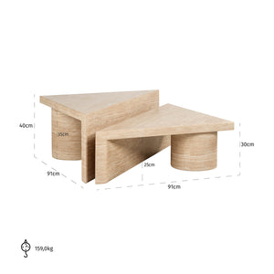 Coffee Table Fictus Set of 2 Faux Travertine (beige) – Richmond Interiors