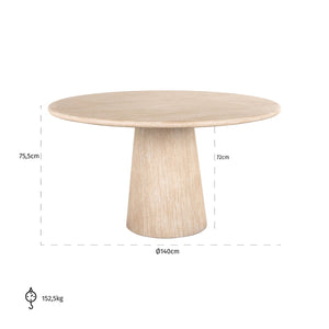 Dining Table Fictus 140Ø Faux Travertine (beige) – Richmond Interiors