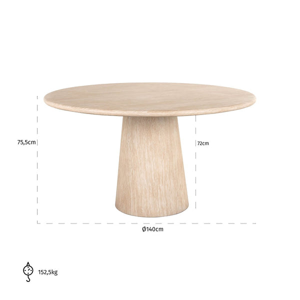 Dining Table Fictus 140Ø Faux Travertine (beige) – Richmond Interiors