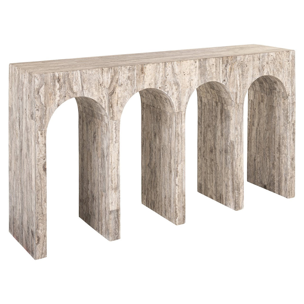 Console La Rague natural grey travertine (Grijs)