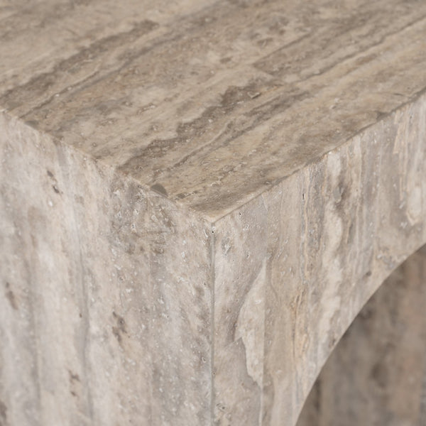 Console La Rague Natural Grey Travertine (grijs) – Richmond Interiors – Ex Display Immediately Available From Our Buzzards Valley Showroom