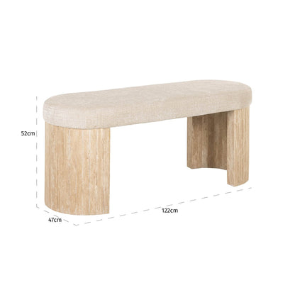 Bench Gallice natural beige travertine (Beige)- Richmond Interiors