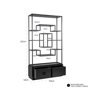 Display Cabinet Bonvoy Black 2 – Drawers (black) – Richmond Interiors
