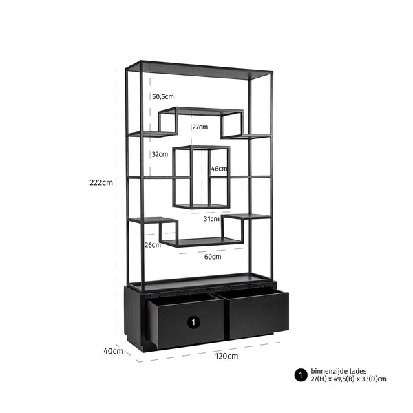 Display Cabinet Bonvoy Black 2 – Drawers (black) – Richmond Interiors