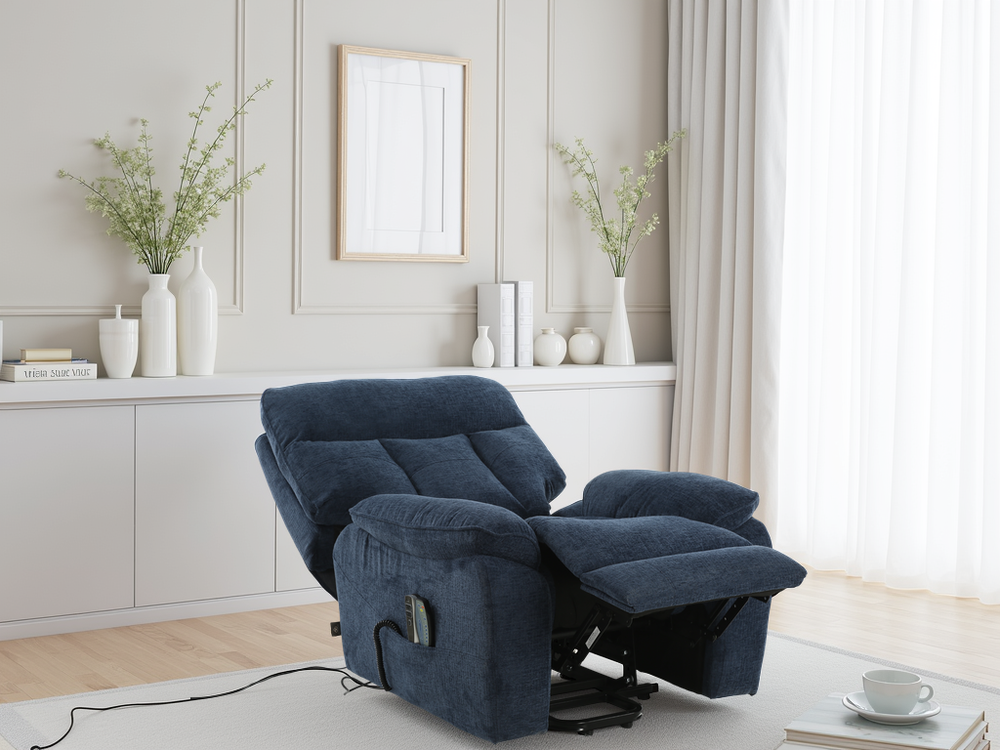 Cornwall Rise and Recline Massage Chair Blue - Xshowhome
