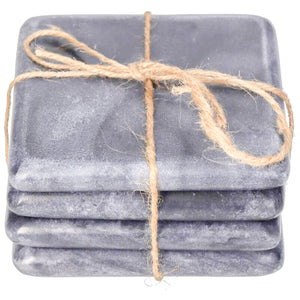 Black Marble Square Coasters Set of 4 by Libra