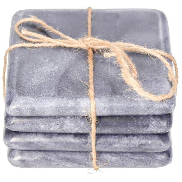 Black Marble Square Coasters Set of 4 by Libra