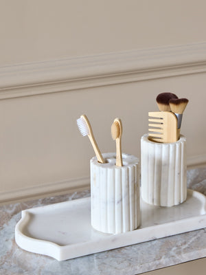 Amara White Marble Toothbrush Holder by Libra, image 5