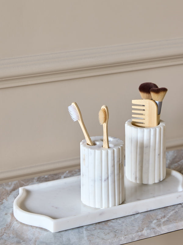 Amara White Marble Toothbrush Holder by Libra, image 5