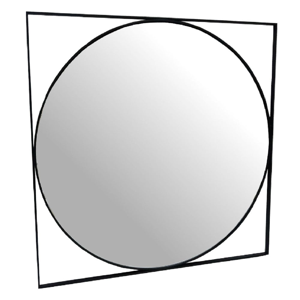 Isaac Black Metal Mirror 77x77cm by Libra