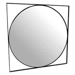 Isaac Black Metal Mirror 77x77cm by Libra