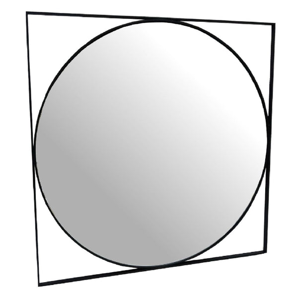 Isaac Black Metal Mirror 77x77cm by Libra