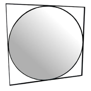 Isaac Black Metal Mirror 97x97cm by Libra