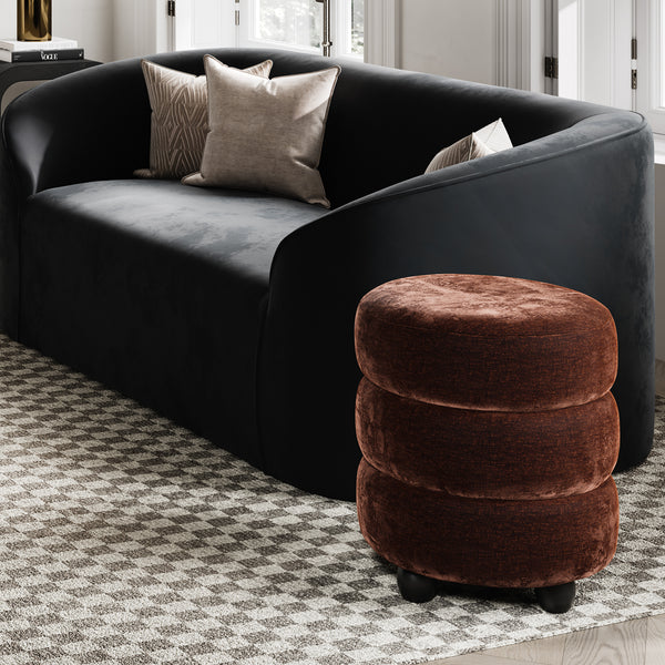 Emi Brandy & Black Pouffe | Xshowhome