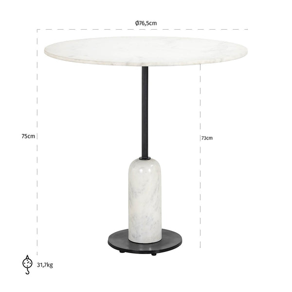 Dining table Jagger black/white 76,5Ø