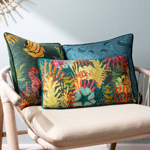 Abyss Jellyfish 43x43 Feather Filled Cushion Petrol - view 6