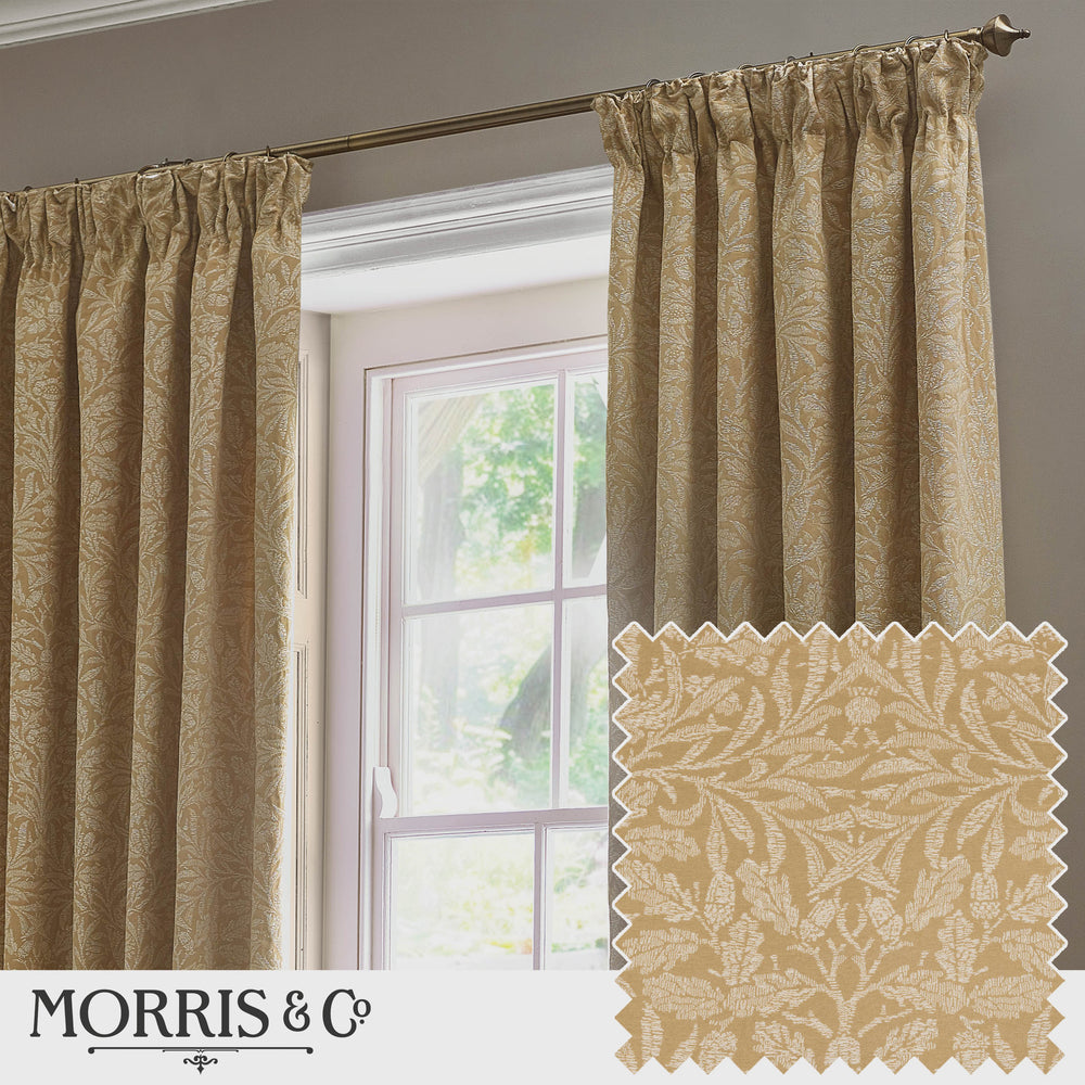 Acorn Tonal 117x137 Pencil Pleat Curtains Gold