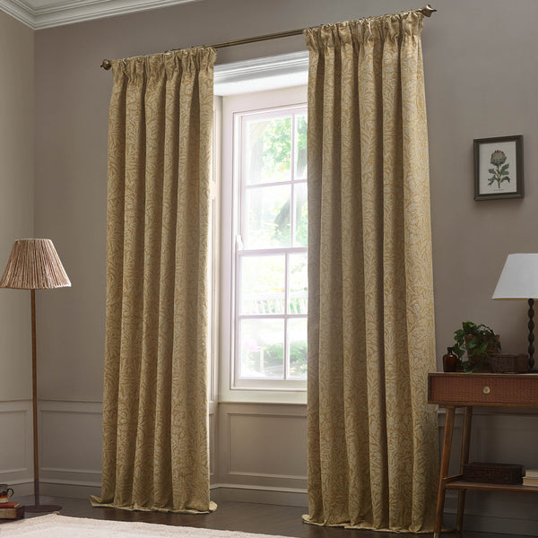Acorn Tonal 117x137 Pencil Pleat Curtains Gold - view 8