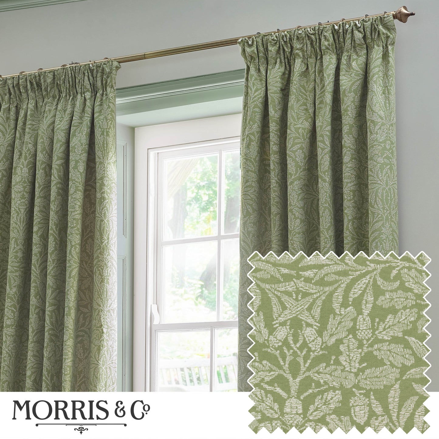 ACORN TONAL 167X137 PENCIL PLEAT CURTAINS SAGE