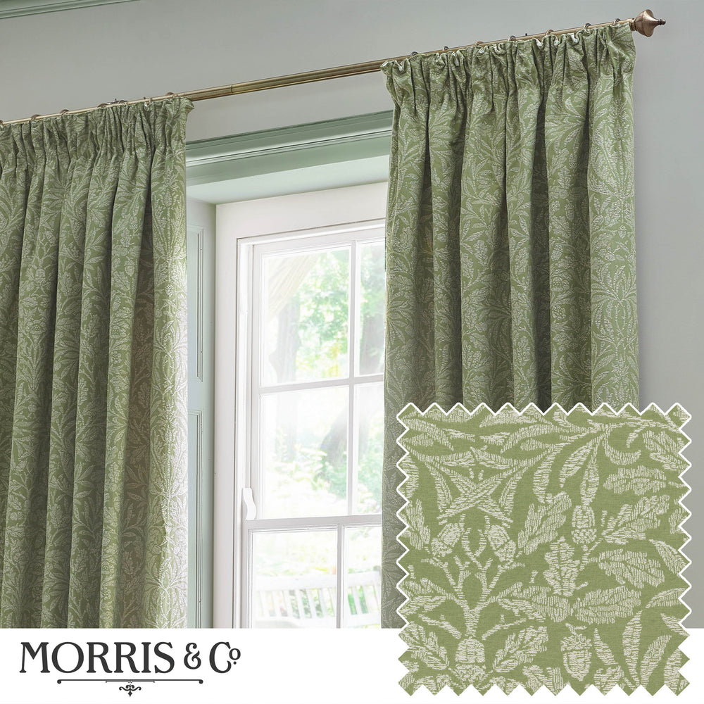 Acorn Tonal 228x137 Pencil Pleat Curtains Sage