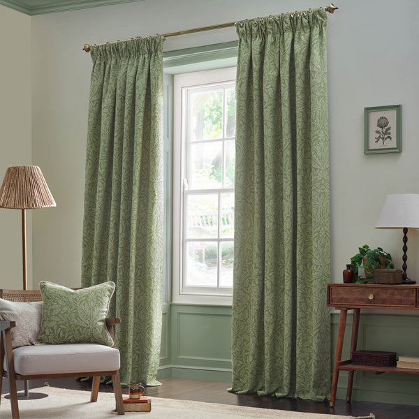 Acorn Tonal 228x228 Pencil Pleat Curtains Sage - view 3