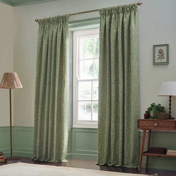 Acorn Tonal 228x228 Pencil Pleat Curtains Sage - view 8