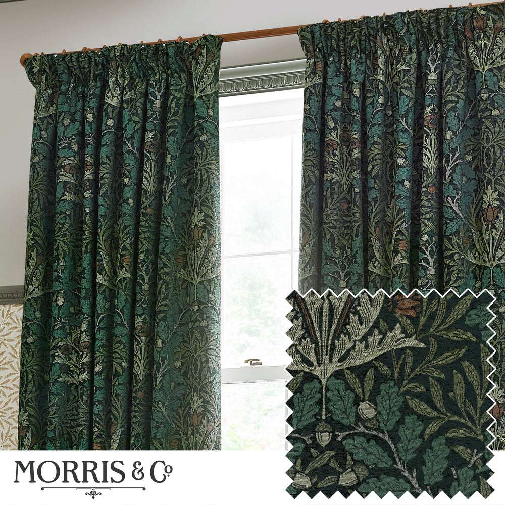 Acorn Multi 167x182 Pencil Pleat Curtains Thyme/forest
